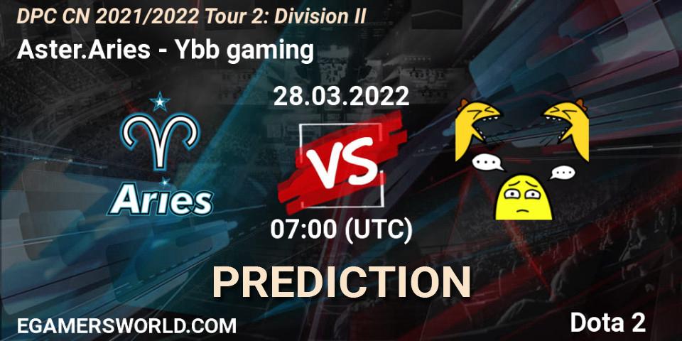 Pronóstico Aster.Aries - Ybb gaming. 28.03.2022 at 07:04, Dota 2, DPC 2021/2022 Tour 2: CN Division II (Lower)