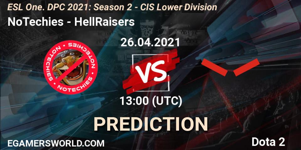 Pronóstico NoTechies - HellRaisers. 26.04.2021 at 12:57, Dota 2, ESL One. DPC 2021: Season 2 - CIS Lower Division