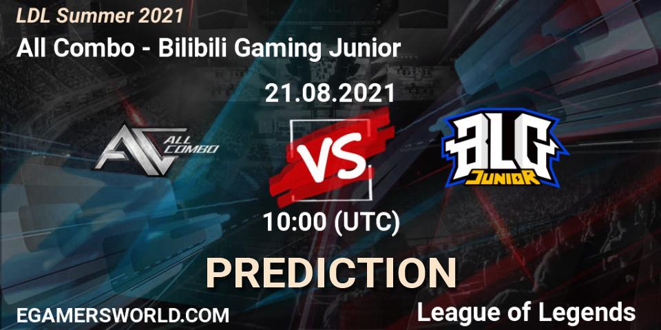 Pronóstico All Combo - Bilibili Gaming Junior. 21.08.2021 at 10:20, LoL, LDL Summer 2021