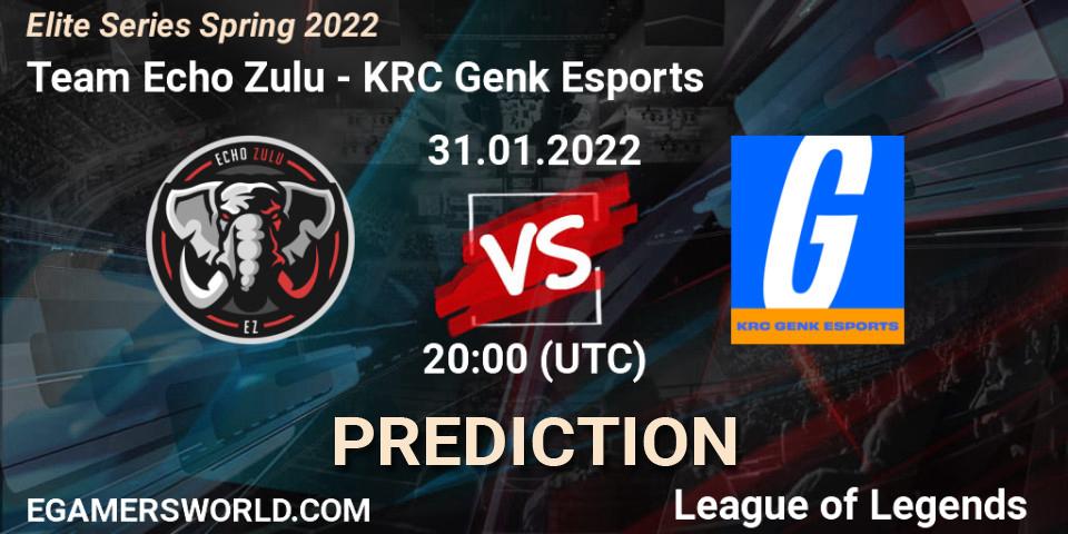 Pronóstico Team Echo Zulu - KRC Genk Esports. 31.01.2022 at 20:00, LoL, Elite Series Spring 2022