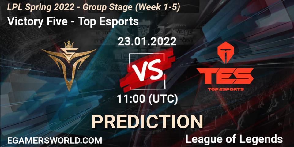 Pronóstico Victory Five - Top Esports. 23.01.2022 at 11:00, LoL, LPL Spring 2022 - Group Stage (Week 1-5)