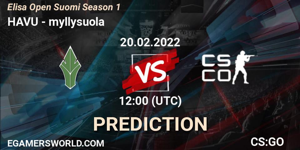 Pronóstico HAVU - myllysuola. 20.02.2022 at 12:00, Counter-Strike (CS2), Elisa Open Suomi Season 1