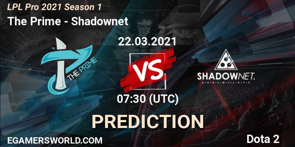 Pronóstico The Prime - Shadownet. 22.03.2021 at 07:38, Dota 2, LPL Pro 2021 Season 1