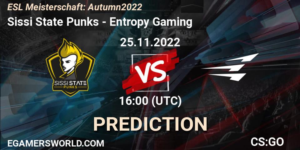 Pronóstico Sissi State Punks - Entropy Gaming. 25.11.2022 at 18:00, Counter-Strike (CS2), ESL Meisterschaft: Autumn 2022
