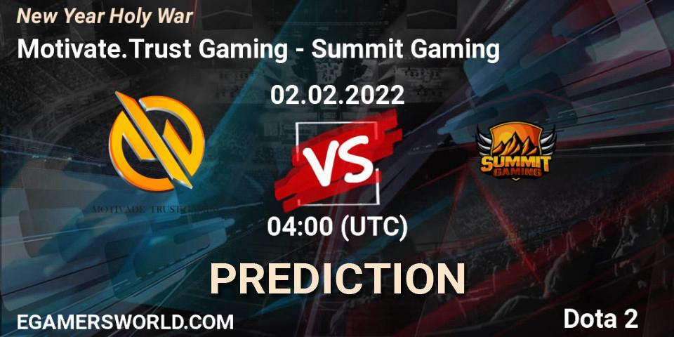 Pronóstico Motivate.Trust Gaming - Summit Gaming. 02.02.2022 at 04:03, Dota 2, New Year Holy War
