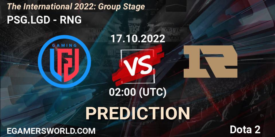 Pronóstico PSG.LGD - RNG. 17.10.22, Dota 2, The International 2022: Group Stage
