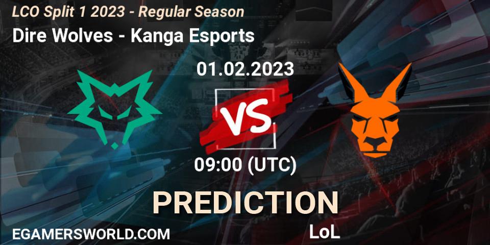 Pronóstico Dire Wolves - Kanga Esports. 01.02.23, LoL, LCO Split 1 2023 - Regular Season