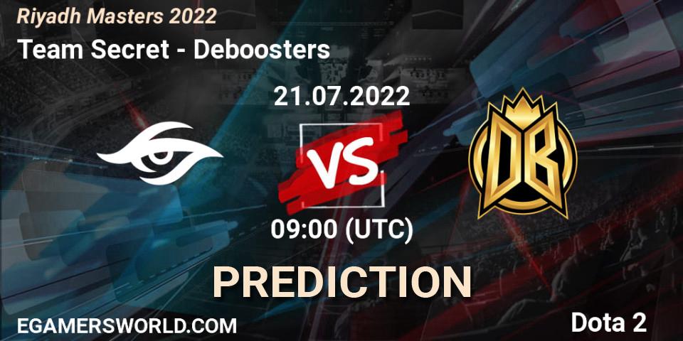 Pronóstico Team Secret - Deboosters. 21.07.2022 at 09:02, Dota 2, Riyadh Masters 2022