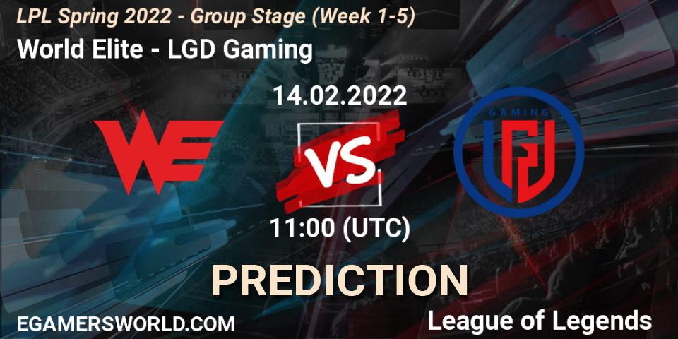 Pronóstico World Elite - LGD Gaming. 14.02.2022 at 12:00, LoL, LPL Spring 2022 - Group Stage (Week 1-5)