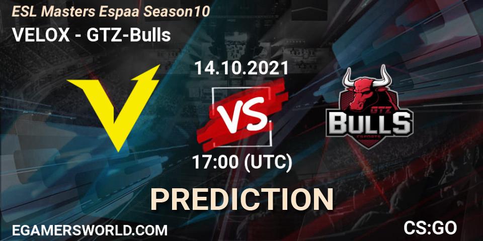 Pronóstico VELOX - GTZ-Bulls. 14.10.2021 at 17:00, Counter-Strike (CS2), ESL Masters Spain Season 10 Finals