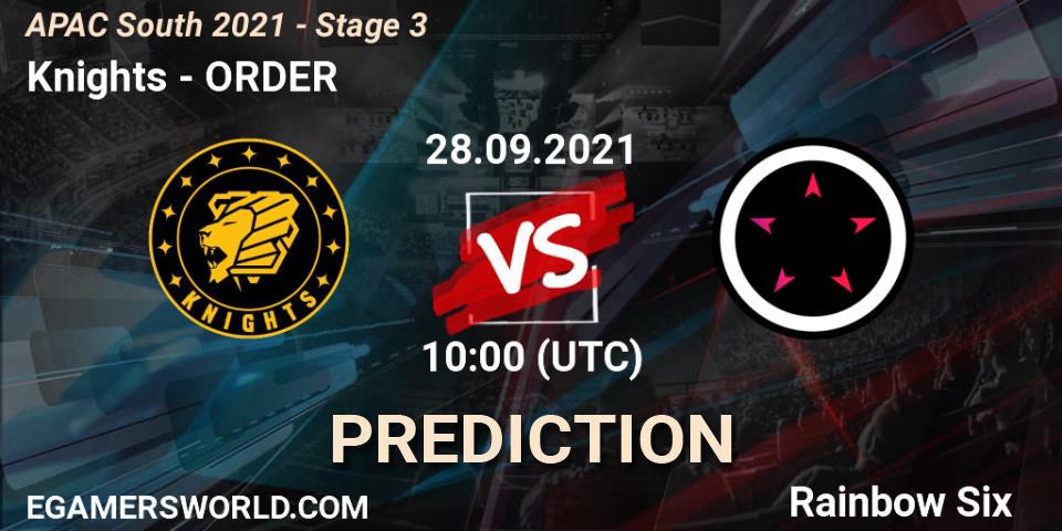 Pronóstico Knights - ORDER. 28.09.2021 at 10:00, Rainbow Six, APAC South 2021 - Stage 3