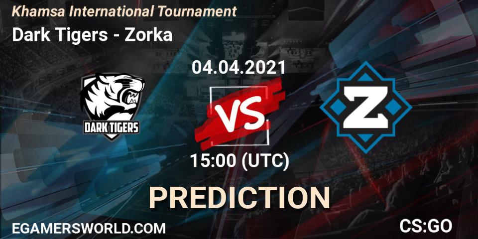 Pronóstico Dark Tigers - Zorka. 04.04.2021 at 15:00, Counter-Strike (CS2), Khamsa International Tournament