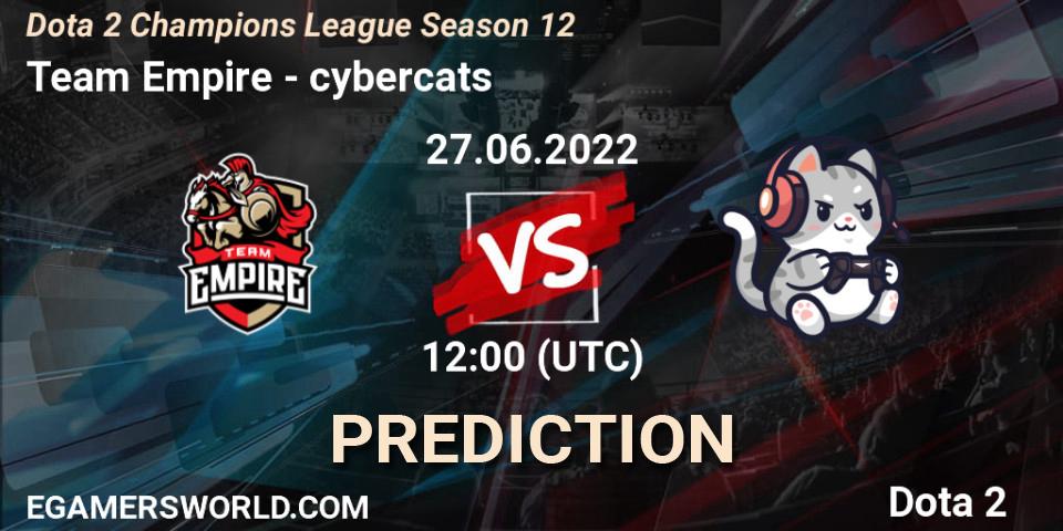 Pronóstico Team Empire - cybercats. 27.06.2022 at 12:00, Dota 2, Dota 2 Champions League Season 12