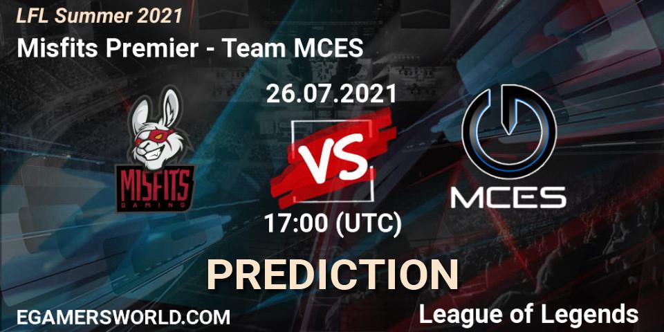 Pronóstico Misfits Premier - Team MCES. 26.07.2021 at 17:00, LoL, LFL Summer 2021