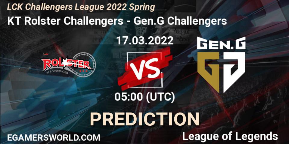 Pronóstico KT Rolster Challengers - Gen.G Challengers. 17.03.2022 at 05:00, LoL, LCK Challengers League 2022 Spring