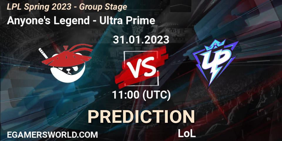 Pronóstico Anyone's Legend - Ultra Prime. 31.01.23, LoL, LPL Spring 2023 - Group Stage