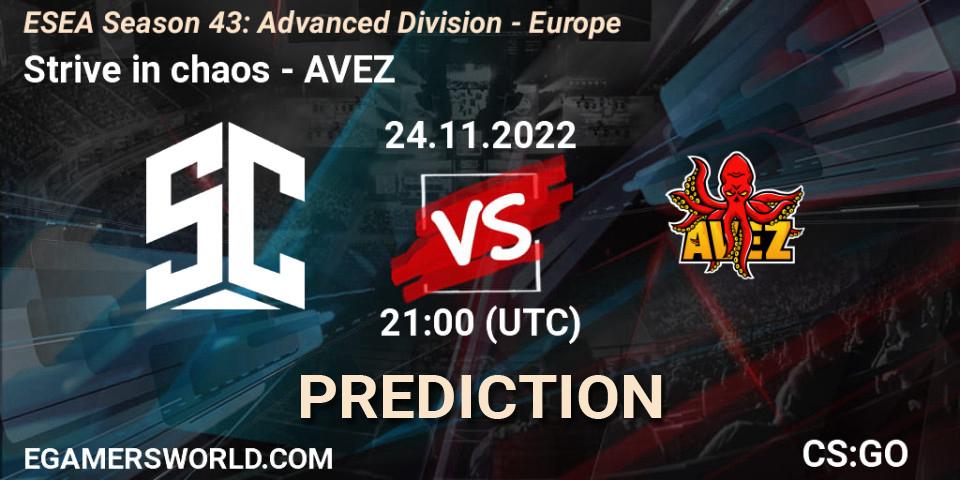 Pronóstico Strive in chaos - AVEZ. 24.11.2022 at 21:00, Counter-Strike (CS2), ESEA Season 43: Advanced Division - Europe