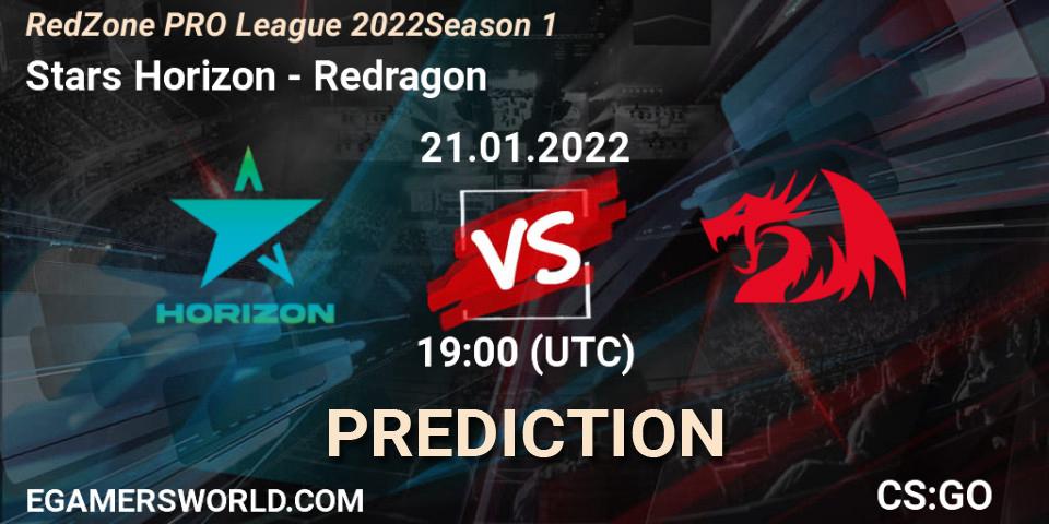 Pronóstico Stars Horizon - Redragon. 21.01.2022 at 22:30, Counter-Strike (CS2), RedZone PRO League 2022 Season 1