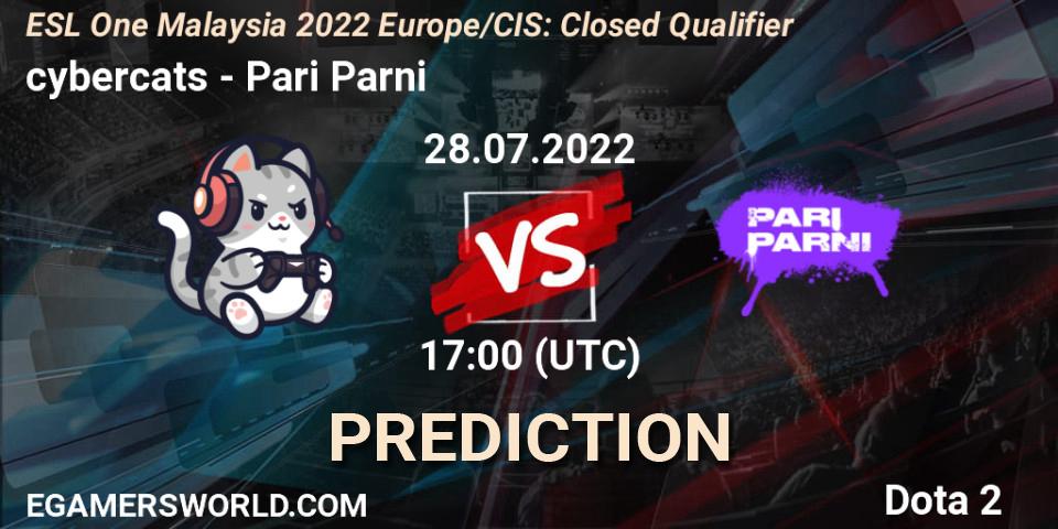 Pronóstico cybercats - Pari Parni. 28.07.2022 at 17:01, Dota 2, ESL One Malaysia 2022 Europe/CIS: Closed Qualifier