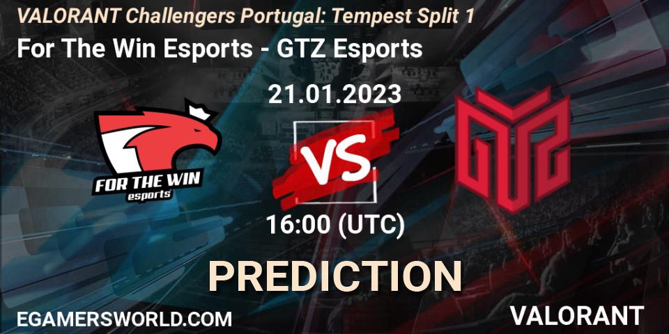 Pronóstico For The Win Esports - GTZ Esports. 21.01.2023 at 16:10, VALORANT, VALORANT Challengers 2023 Portugal: Tempest Split 1