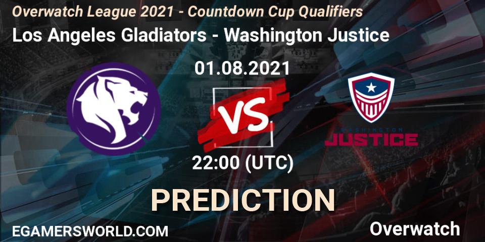 Pronóstico Los Angeles Gladiators - Washington Justice. 01.08.2021 at 22:00, Overwatch, Overwatch League 2021 - Countdown Cup Qualifiers