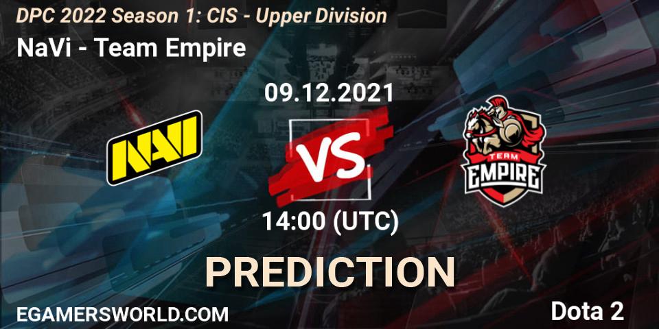 Pronóstico NaVi - Team Empire. 09.12.21, Dota 2, DPC 2022 Season 1: CIS - Upper Division