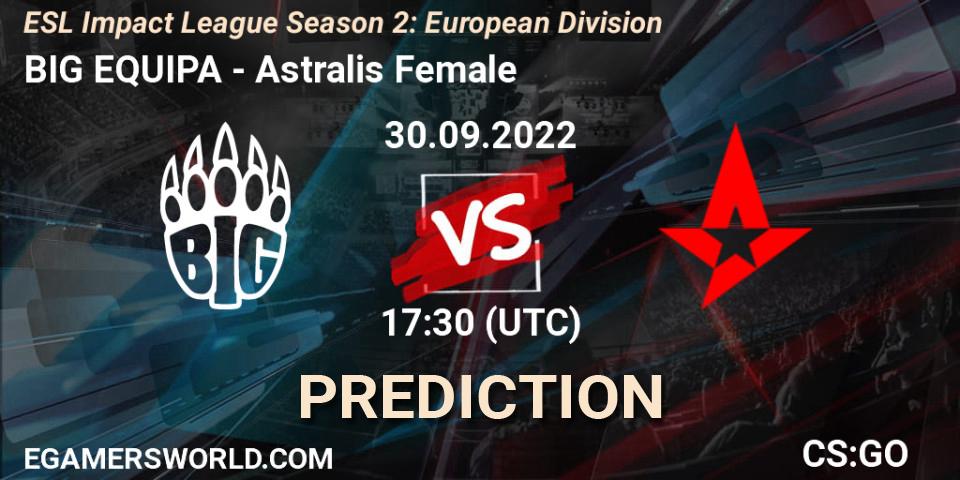 Pronóstico BIG EQUIPA - Astralis Female. 30.09.2022 at 17:30, Counter-Strike (CS2), ESL Impact League Season 2: European Division