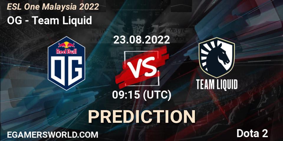 Pronóstico OG - Team Liquid. 23.08.2022 at 09:15, Dota 2, ESL One Malaysia 2022