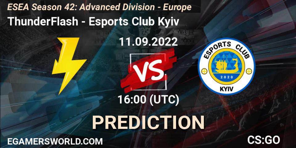 Pronóstico ThunderFlash - Esports Club Kyiv. 11.09.2022 at 16:00, Counter-Strike (CS2), ESEA Season 42: Advanced Division - Europe