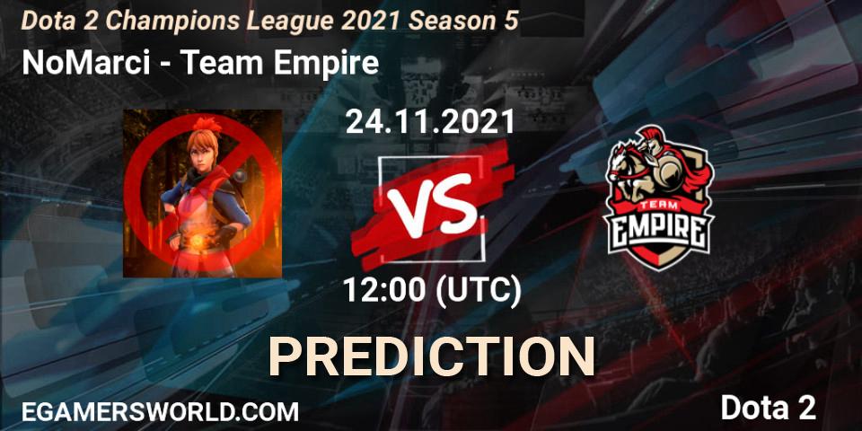 Pronóstico NoMarci - Team Empire. 24.11.2021 at 09:01, Dota 2, Dota 2 Champions League 2021 Season 5