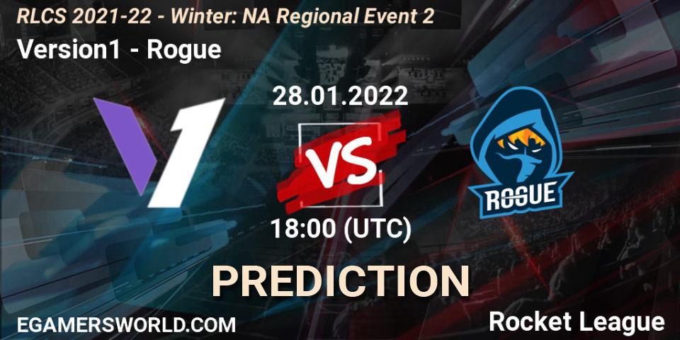 Pronóstico Version1 - Rogue. 28.01.2022 at 18:00, Rocket League, RLCS 2021-22 - Winter: NA Regional Event 2