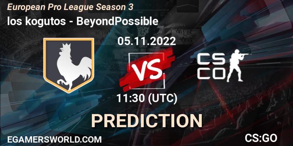 Pronóstico los kogutos - BeyondPossible. 05.11.2022 at 11:30, Counter-Strike (CS2), European Pro League Season 3