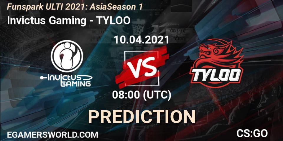 Pronóstico Invictus Gaming - TYLOO. 10.04.2021 at 09:00, Counter-Strike (CS2), Funspark ULTI 2021: Asia Season 1
