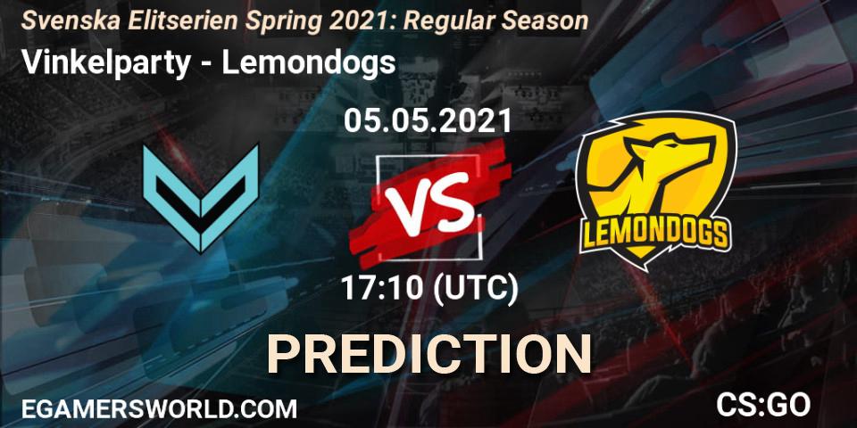 Pronóstico Vinkelparty - Lemondogs. 05.05.2021 at 17:10, Counter-Strike (CS2), Svenska Elitserien Spring 2021: Regular Season