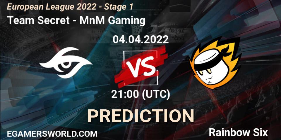 Pronóstico Team Secret - MnM Gaming. 04.04.2022 at 21:00, Rainbow Six, European League 2022 - Stage 1