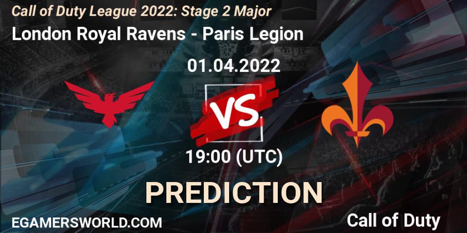 Pronóstico London Royal Ravens - Paris Legion. 01.04.22, Call of Duty, Call of Duty League 2022: Stage 2 Major