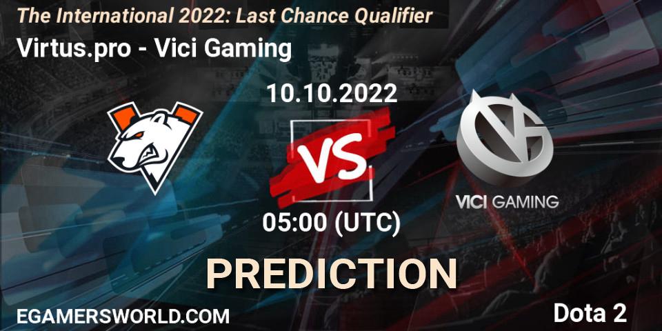 Pronóstico Virtus.pro - Vici Gaming. 10.10.22, Dota 2, The International 2022: Last Chance Qualifier