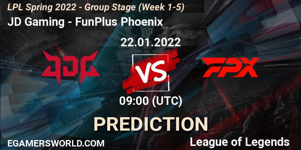 Pronóstico JD Gaming - FunPlus Phoenix. 22.01.2022 at 09:00, LoL, LPL Spring 2022 - Group Stage (Week 1-5)