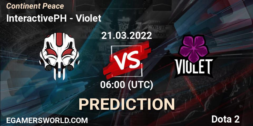 Pronóstico InteractivePH - Violet. 21.03.2022 at 06:19, Dota 2, Continent Peace