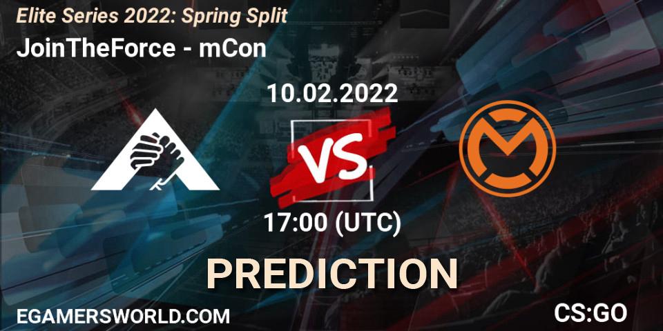 Pronóstico JoinTheForce - mCon. 10.02.2022 at 17:00, Counter-Strike (CS2), Elite Series 2022: Spring Split