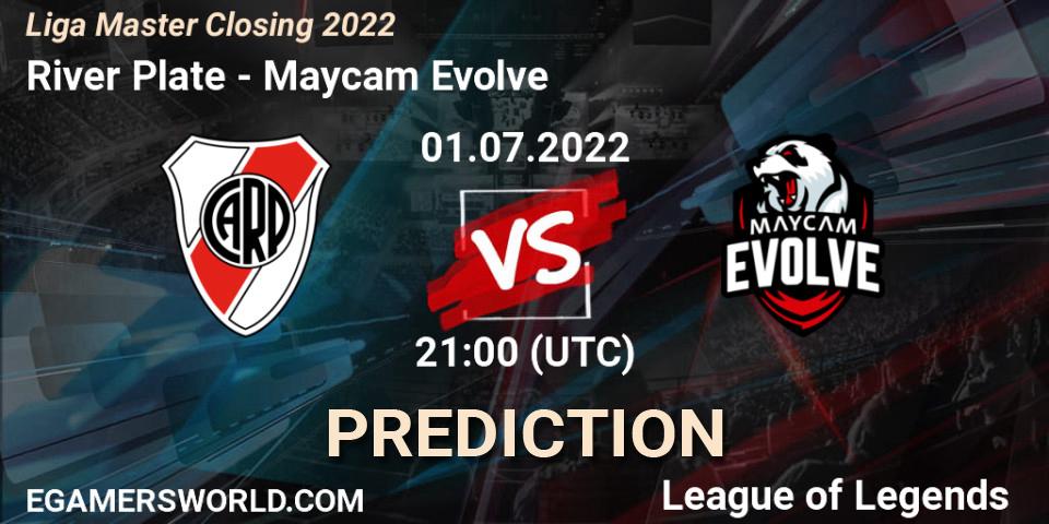 Pronóstico River Plate - Maycam Evolve. 01.07.2022 at 21:00, LoL, Liga Master Closing 2022