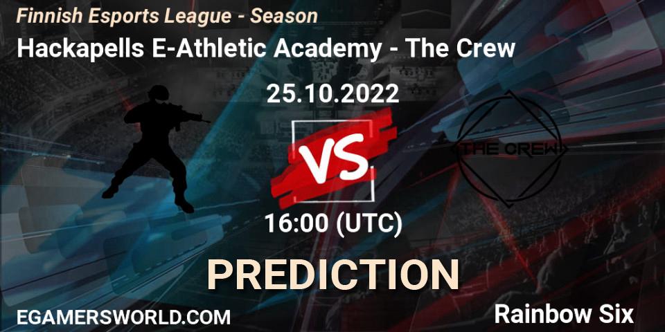 Pronóstico Hackapells E-Athletic Academy - The Crew. 25.10.2022 at 16:00, Rainbow Six, Finnish Esports League - Season 