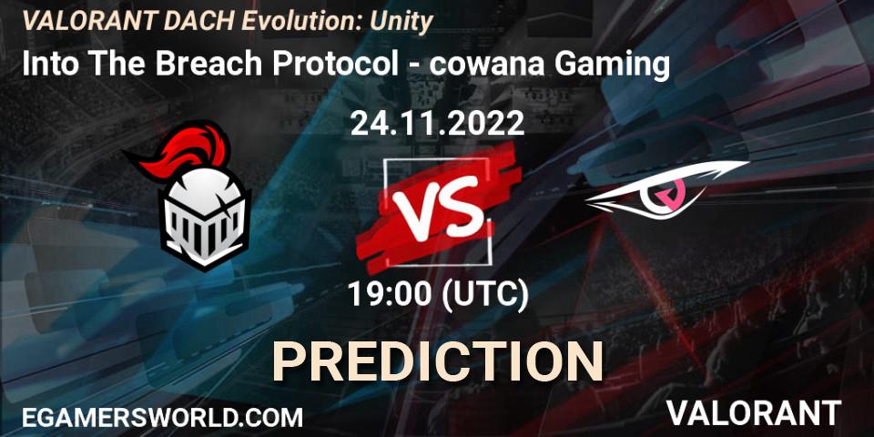 Pronóstico Into The Breach Protocol - cowana Gaming. 24.11.2022 at 19:00, VALORANT, VALORANT DACH Evolution: Unity
