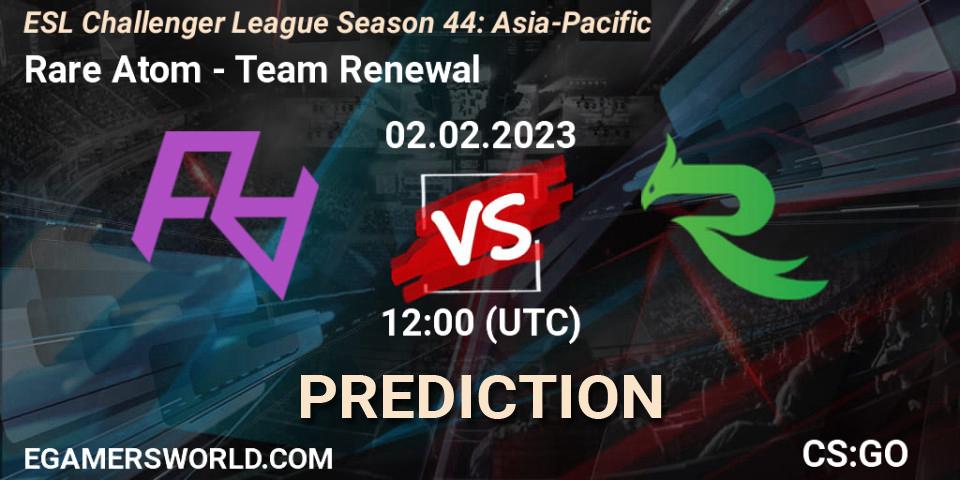 Pronóstico Rare Atom - Team Renewal. 02.02.23, CS2 (CS:GO), ESL Challenger League Season 44: Asia-Pacific