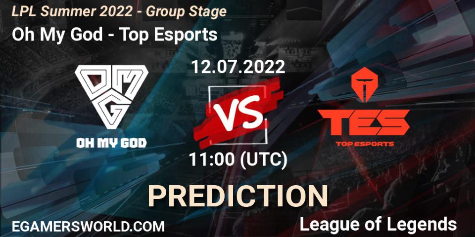 Pronóstico Oh My God - Top Esports. 12.07.2022 at 11:45, LoL, LPL Summer 2022 - Group Stage