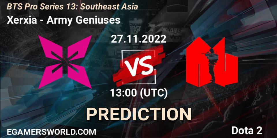 Pronóstico Xerxia - Army Geniuses. 27.11.22, Dota 2, BTS Pro Series 13: Southeast Asia