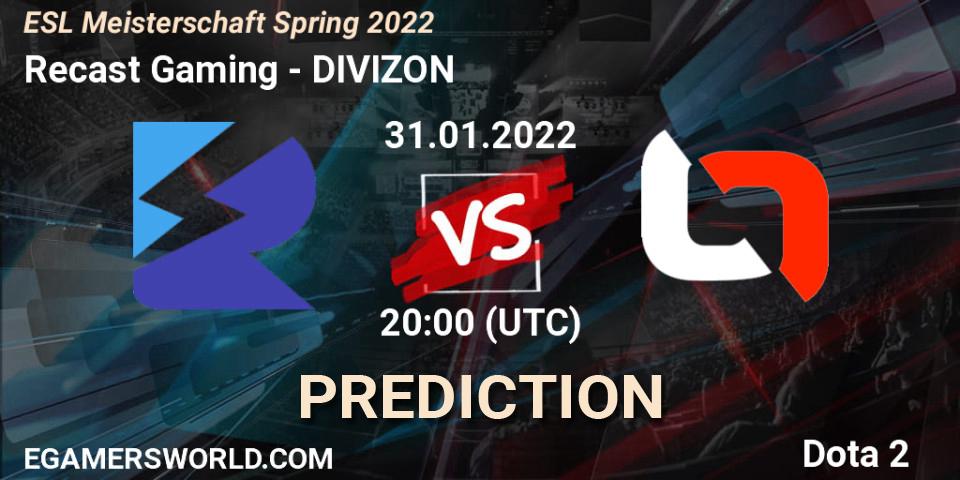 Pronóstico Recast Gaming - DIVIZON. 31.01.2022 at 20:15, Dota 2, ESL Meisterschaft Spring 2022