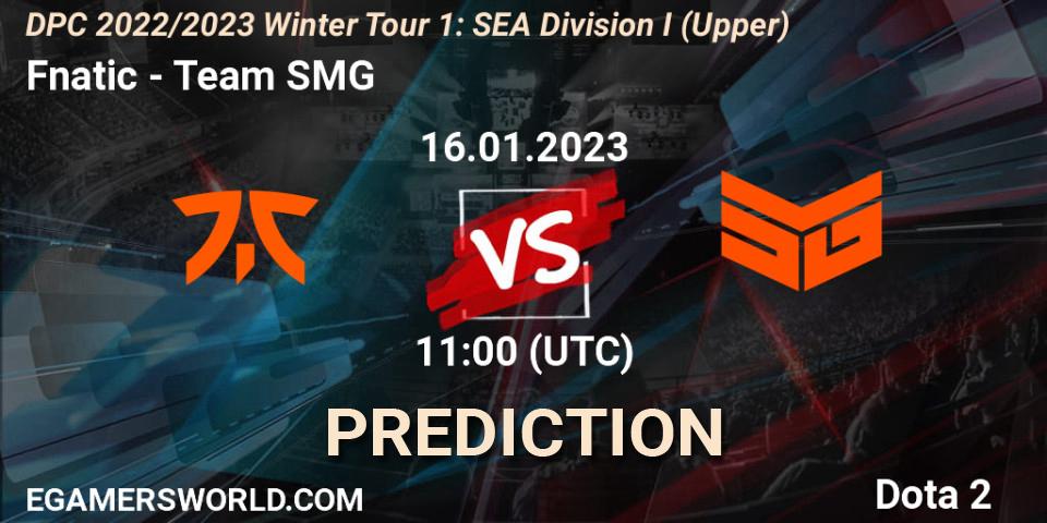 Pronóstico Fnatic - Team SMG. 16.01.23, Dota 2, DPC 2022/2023 Winter Tour 1: SEA Division I (Upper)