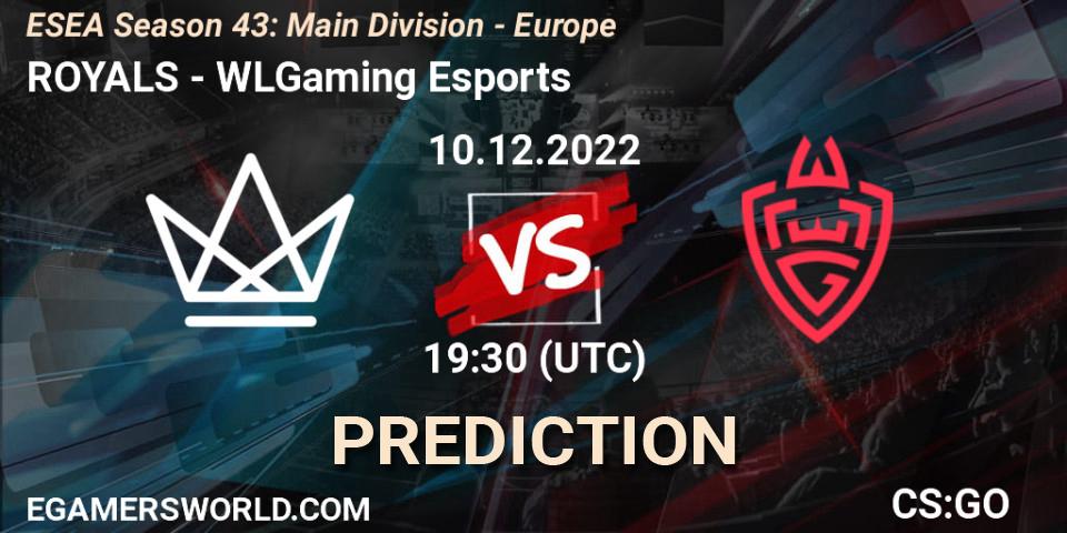 Pronóstico ROYALS - WLGaming Esports. 10.12.2022 at 18:00, Counter-Strike (CS2), ESEA Season 43: Main Division - Europe