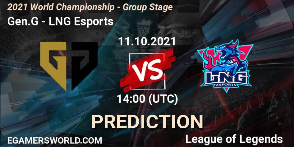 Pronóstico Gen.G - LNG Esports. 18.10.2021 at 13:00, LoL, 2021 World Championship - Group Stage